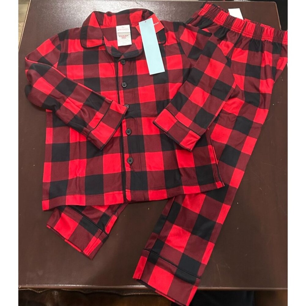 NWT Kids XS (4-5) Long Sleeve Shirt and Pants Buffalo Plaid Pajama Set - Wonders